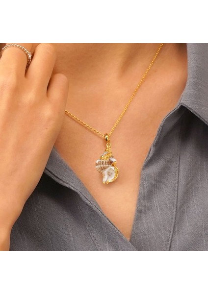 Doğal Deniz Kabuğu Charm, 18K Altın Kaplama 925 Ayar Gümüş fırsatları