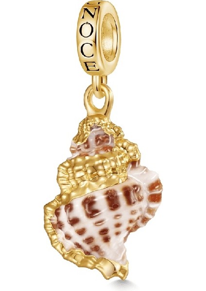 Doğal Deniz Kabuğu Charm, 18K Altın Kaplama 925 Ayar Gümüş
