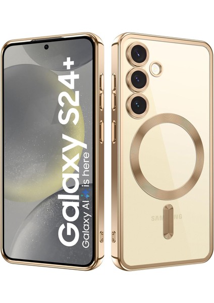 Samsung Galaxy S24 Plus Kılıf Kamera Lens Korumalı Renkli Magsafe Şeffaf Silikon Kırmızı