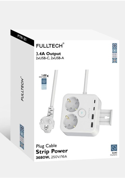 Bfs Termal Akım Korumalı Isıya Dayanıklı 2 Li Du Tipi Priz 2x USB 2x Type-C.gzpmi