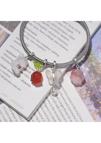 Incili Kalsedon Kelebek Charm, 925 Ayar Gümüş fiyatları