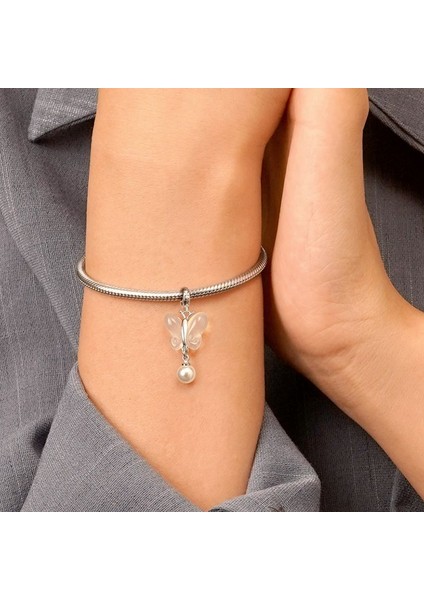Incili Kalsedon Kelebek Charm, 925 Ayar Gümüş fırsatları