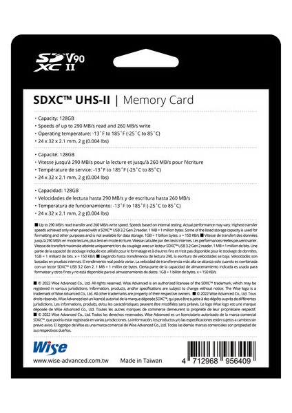 Advanced 128GB Sd-N Uhs-Iı V90 Sdxc Hafıza Kartı