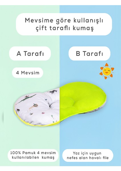 Bebek Yastığı,bebek Kafa Yastığı,düz Kafa Sendromu Önleme Yastığı(Yeşil)