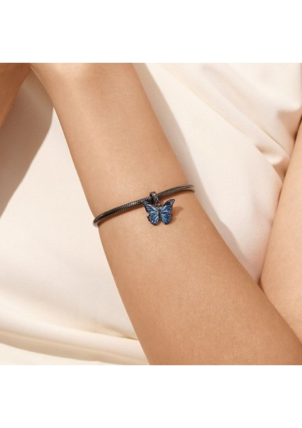 Mavi Kelebek Charm, 925 Ayar Gümüş