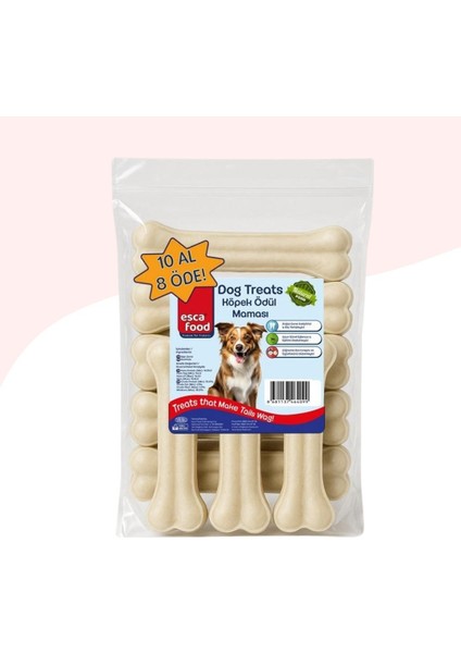 Köpekler Için 20,5cm Sütlü Çiğneme Ödül Kemiği 10LU Paket