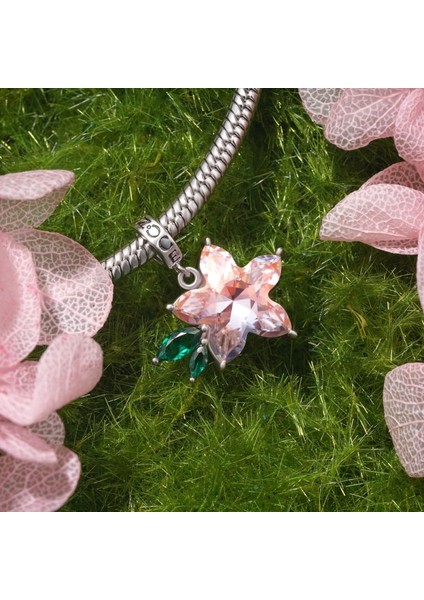 Pembe Zirkon Sakura Charm, 925 Ayar Gümüş fiyatları