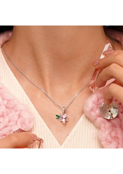 Pembe Zirkon Sakura Charm, 925 Ayar Gümüş