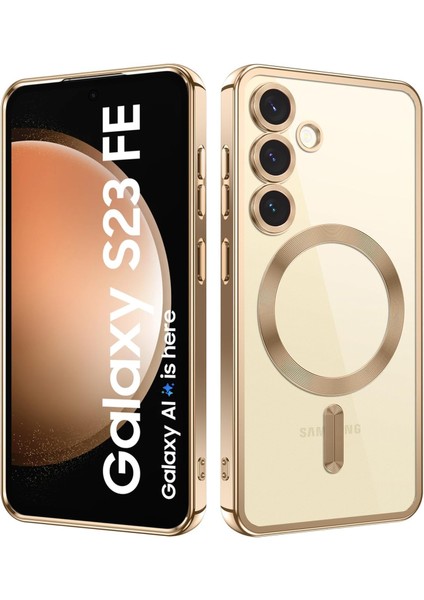 Samsung Galaxy S23 Fe Kılıf Kamera Lens Korumalı Renkli Magsafe Şeffaf Silikon Kırmızı