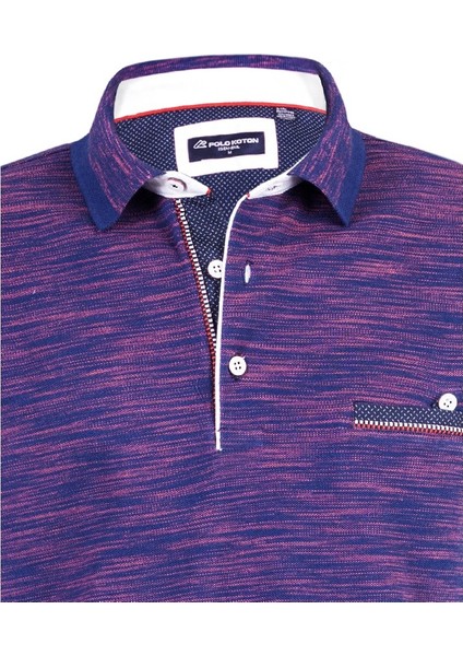 Polokoton %100 Pamuk Lacivert Oranj Renk Polo Yaka Iki Renkli Özel Pike Cepli T-Shirt