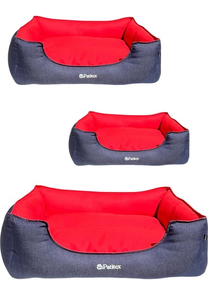 , Lacivert-Kırmızı- Köpek Yatakları,kedi Yatakları,gabardin Kumaş,yıkanabilir,yastıklı