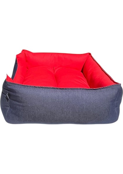 , Lacivert-Kırmızı- Köpek Yatakları,kedi Yatakları,gabardin Kumaş,yıkanabilir,yastıklı modelleri