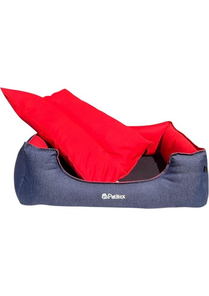 , Lacivert-Kırmızı- Köpek Yatakları,kedi Yatakları,gabardin Kumaş,yıkanabilir,yastıklı indirimleri