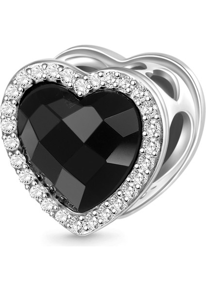 "Til Death" Parıldayan Aşk Kalp Charm, 925 Ayar Gümüş
