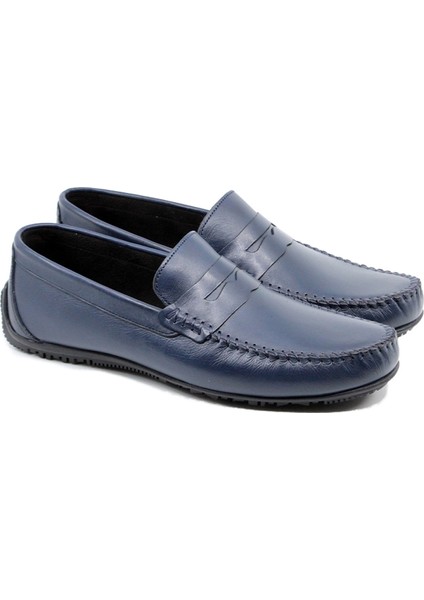 Hakiki Deri Lacivert Mokasen Loafer Erkek Ayakkabı 23314
