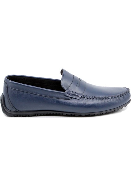 Hakiki Deri Lacivert Mokasen Loafer Erkek Ayakkabı 23314