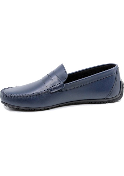 Hakiki Deri Lacivert Mokasen Loafer Erkek Ayakkabı 23314