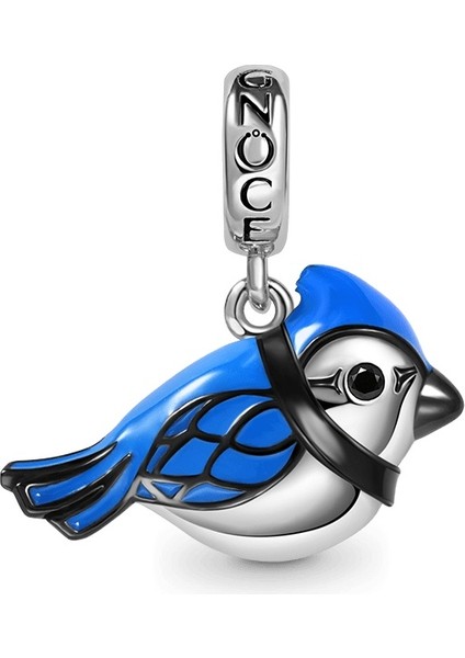 Şanslı Mavi Alakarga - Blue Jay Charm, 925 Ayar Gümüş