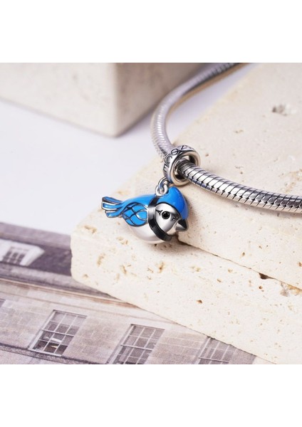 Şanslı Mavi Alakarga - Blue Jay Charm, 925 Ayar Gümüş fiyatları