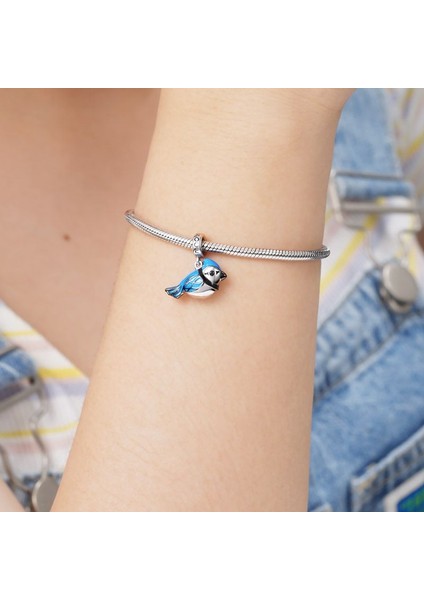 Şanslı Mavi Alakarga - Blue Jay Charm, 925 Ayar Gümüş modelleri