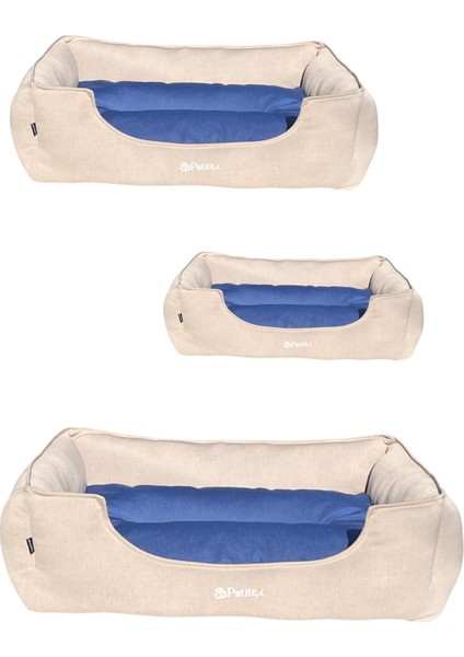 , Krem-Mavi-Köpek Yatakları,kedi Yatakları,gabardin Kumaş,yıkanabilir,yastıklı