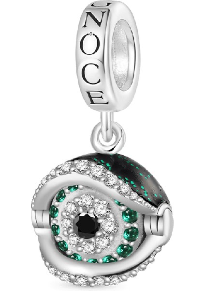 Döndürülebilir Nazar Boncuğu Charm, 925 Ayar Gümüş