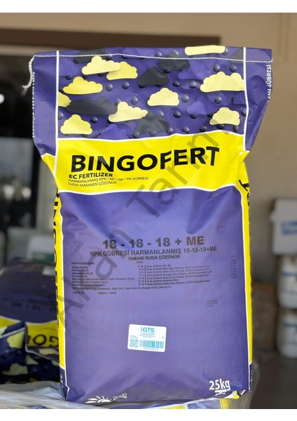 Bingofert 18-18-18 + Me Klorsuz Dengeli Npk Damlama Gübresi – 25 kg