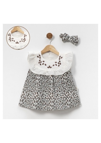Kız Bebek Leoparlı Müslin Elbise