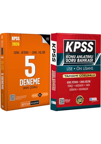 2026 Kpss Genel Yetenek Genel Kültür Çözümlü 5 Deneme - Lise Önlisans Konu Ant. Soru Hediye