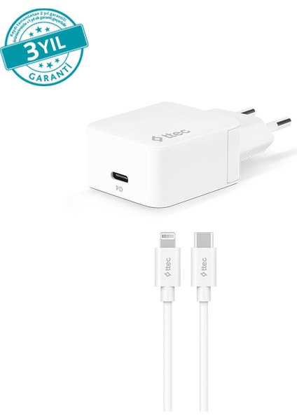 Smartcharger 20W Pd Usb-C - Lightning Seyahat Hızlı Şarj Aleti