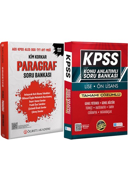 2026 Kim Korkar Paragraf Soru Bankası Ags Kpss Ales Dgs Tyt Ayt Msü - Lise Önlisans Konu Ant. Soru
