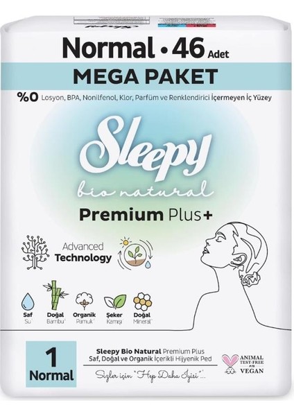 Sleepy Bio Natural Premium Plus Mega Normal Ped 46 Adet.gzpxt