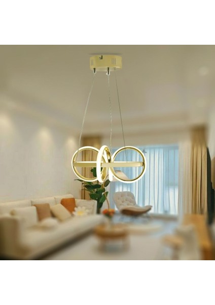 TT003-SR Tt Aydınlatma Sarmal Modeli Gold Sarı Kaplama LED Avize