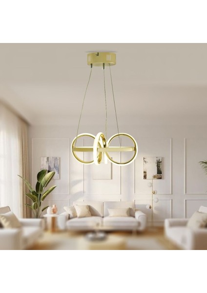 TT003-SR Tt Aydınlatma Sarmal Modeli Gold Sarı Kaplama LED Avize modelleri