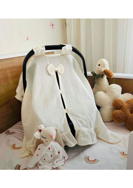 % 100 Pamuk Fırfırlı Müslin Puset Örtüsü Puset Minderi Puset Çarşaf (Müslin)