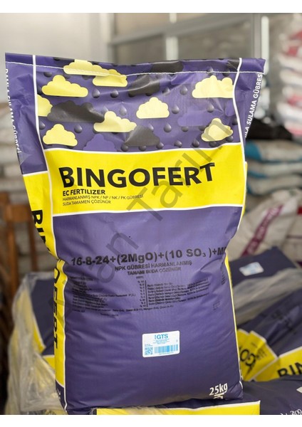 Bingofert 16-8-24 Klorsuz Npk Damlama Gübresi | 25 kg