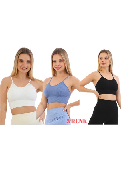 Murays Form Angel 3 Lü Kadın Ip Askılı Pedli Crop Büstiyer