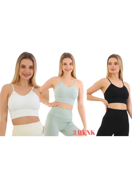 Murays Form Angel 3 Lü Kadın Ip Askılı Pedli Crop Büstiyer