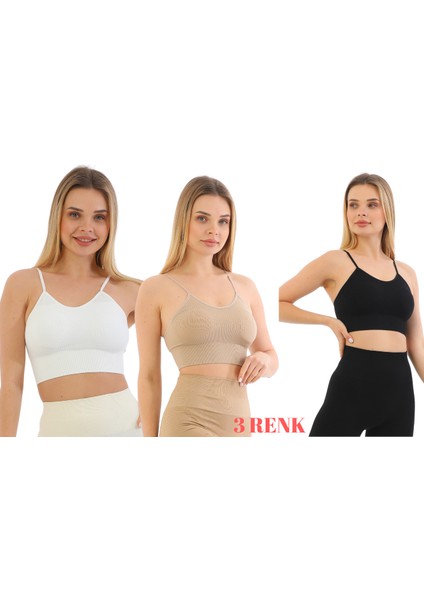 Murays Form Angel 3 Lü Kadın Ip Askılı Pedli Crop Büstiyer