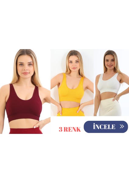 Murays Form Angel 3 Lü Kadın Kalın Askılı Pedli Crop Büstiyer