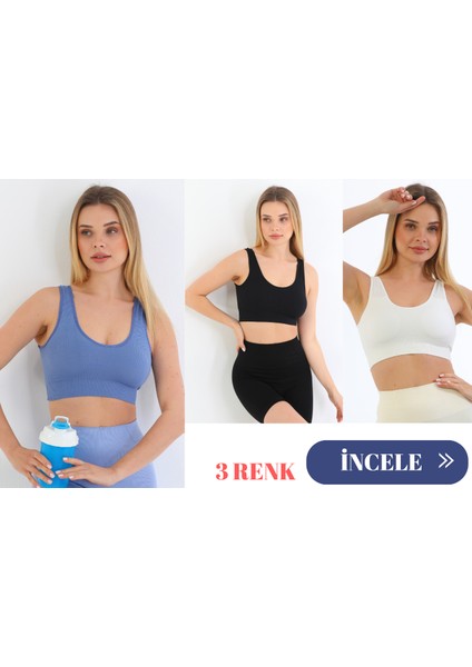 Murays Form Angel 3 Lü Kadın Kalın Askılı Pedli Crop Büstiyer