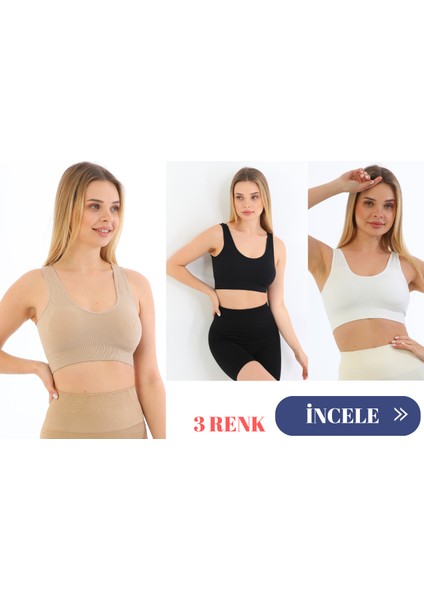 Murays Form Angel 3 Lü Kadın Kalın Askılı Pedli Crop Büstiyer