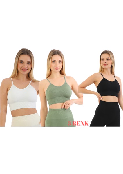Murays Form Angel 3 Lü Kadın Ip Askılı Pedli Crop Büstiyer