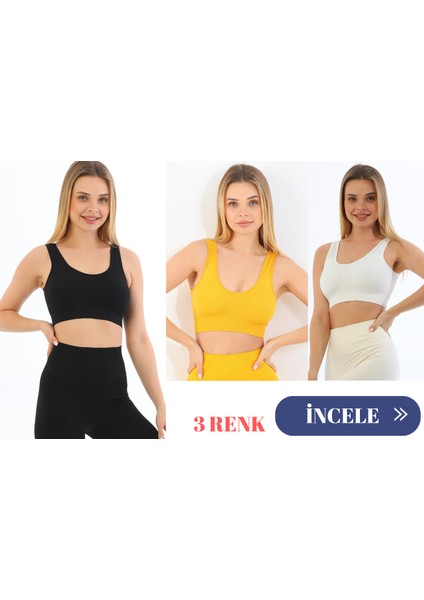 Murays Form Angel 3 Lü Kadın Kalın Askılı Pedli Crop Büstiyer