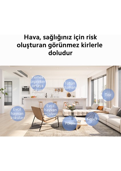 Premium Hepa Filtreli& Hepa Zaman Ayarlı Yüksek Kaliteli Akıllı Hava Temizleyici, Akıllı Kontrol,oled Ekran, Çok Yönlü Hava Girişi+Luciole Lambader