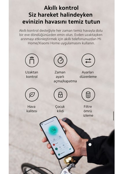 Premium Hepa Filtreli& Hepa Zaman Ayarlı Yüksek Kaliteli Akıllı Hava Temizleyici, Akıllı Kontrol,oled Ekran, Çok Yönlü Hava Girişi+Luciole Lambader