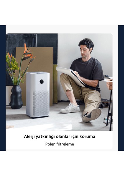 Premium Hepa Filtreli& Hepa Zaman Ayarlı Yüksek Kaliteli Akıllı Hava Temizleyici, Akıllı Kontrol,oled Ekran, Çok Yönlü Hava Girişi+Luciole Lambader