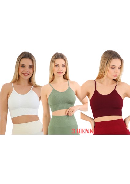 Murays Form Angel 3 Lü Kadın Ip Askılı Pedli Crop Büstiyer
