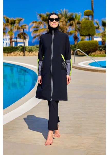 Siyah Tam Kapalı Mayo – Hakim Yakalı, Cepli, M2522 fiyatları