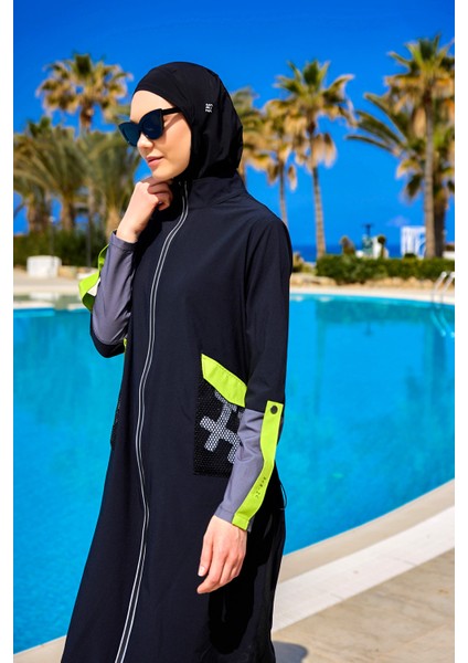 Siyah Tam Kapalı Mayo – Hakim Yakalı, Cepli, M2522 indirimleri